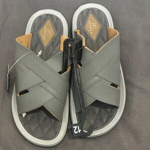 Men George Gray Criss-Cross Slide Sandals thick soles